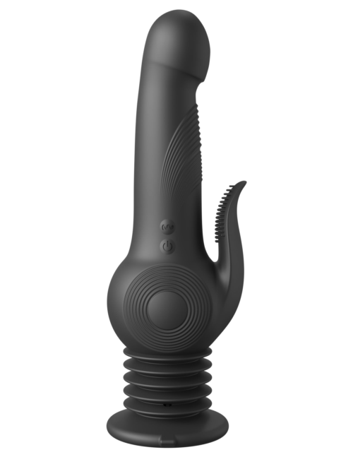 Черный вибратор с функцией фрикций Pogo Thruster - 23,5 см. - 0