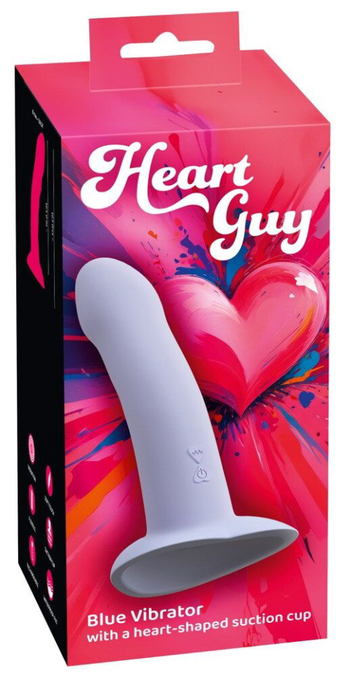 Голубой вибростимулятор на присоске Heart Guy - 17 см. - 1