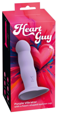 Сиреневый вибростимулятор на присоске Heart Guy - 19,5 см. - 1
