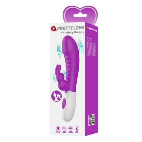 Лиловый вибратор-кролик Naughty Bunny - 19,8 см. - 1
