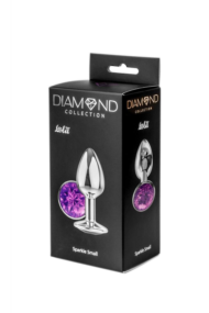 Малая серебристая анальная пробка Diamond Purple Sparkle Small с фиолетовым кристаллом - 7 см. - 3