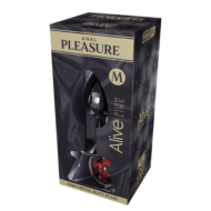 Серебристая анальная втулка Mini Metal Butt Plug Size M с красным кристаллом - 1