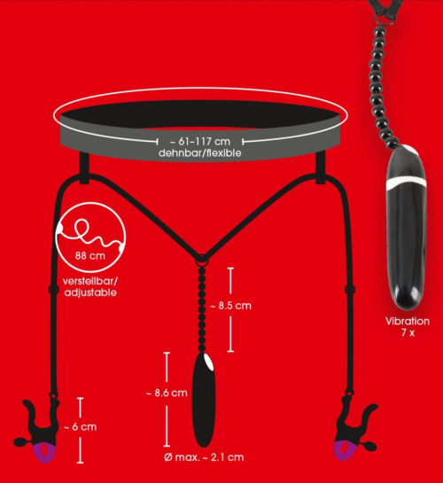 Женские вибростринги с зажимами для половых губ Spreader String with Vibrator - 4