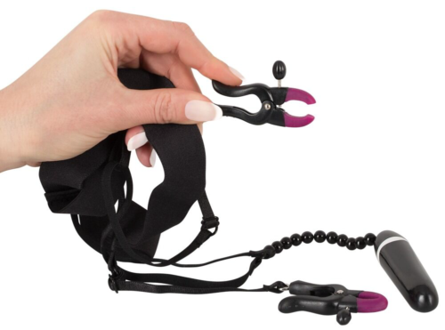 Женские вибростринги с зажимами для половых губ Spreader String with Vibrator - 5