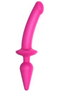 Ярко-розовый двусторонний фаллоимитатор Switch Plug-In Semi-Realistic Size L - 0