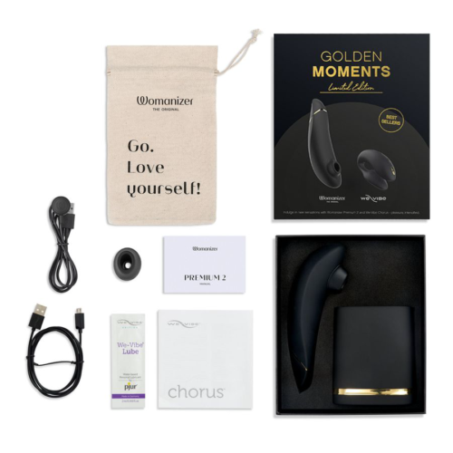 Набор для пар Golden Moments: Womanizer Premium 2 и We-Vibe Chorus - 1