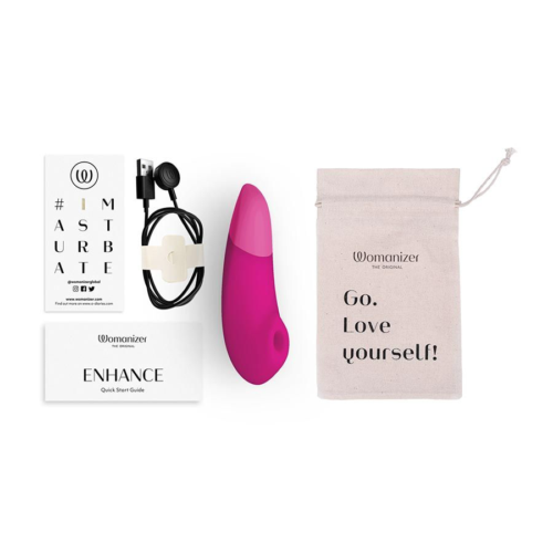 Розовый бесконтактный клиторальный стимулятор Womanizer Enhance с вибрацией - 4