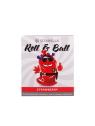 Стимулирующий презерватив-насадка Roll Ball Strawberry - 1