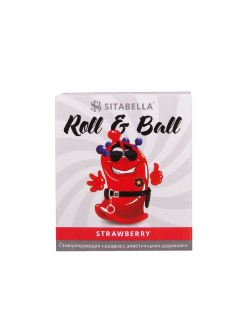 Стимулирующий презерватив-насадка Roll Ball Strawberry - 1