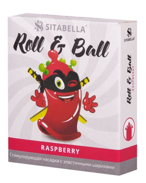 Стимулирующий презерватив-насадка Roll Ball Raspberry - 0