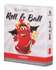 Стимулирующий презерватив-насадка Roll Ball Cherry - 0