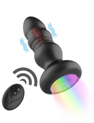 Черная анальная вибропробка с фрикционным механизмом и LED-подсветкой - 12,5 см. - 0