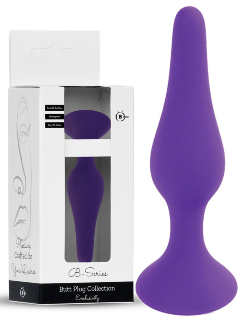 Фиолетовая анальная втулка Silcone Purple Plug Large - 12,5 см. - 1