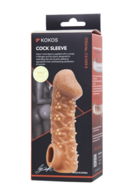 Телесная закрытая насадка с пучками шишечек Cock Sleeve 009 Size S - 13,8 см. - 4