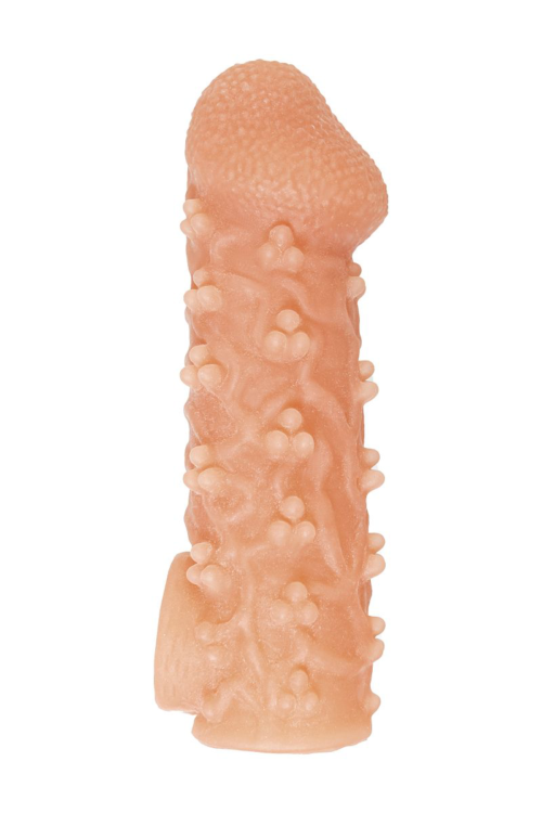 Телесная закрытая насадка с пучками шишечек Cock Sleeve 009 Size S - 13,8 см. - 1