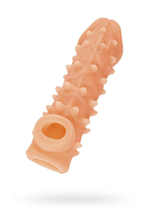 Телесная закрытая насадка с пупырышками Cock Sleeve 005 Size S - 13,8 см. - 1