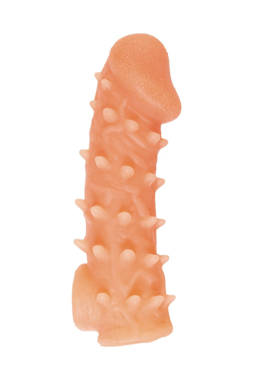 Телесная закрытая насадка с пупырышками Cock Sleeve 005 Size S - 13,8 см. - 2