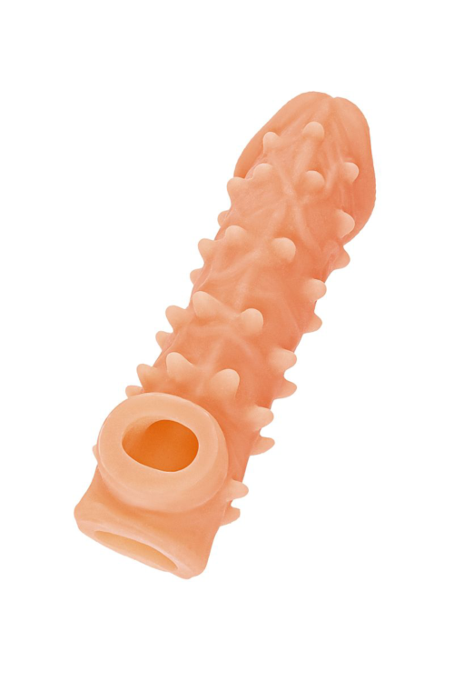 Телесная закрытая насадка с пупырышками Cock Sleeve 005 Size S - 13,8 см. - 3
