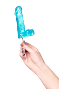 Голубой леденец в форме члена со вкусом блю кюрасао - 173 гр. - 5