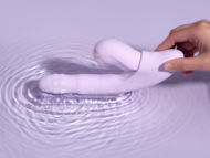 Сиреневый вибромассажер со съёмным клиторальным пульсатором DuoGlow - 11