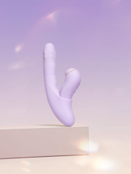 Сиреневый вибромассажер со съёмным клиторальным пульсатором DuoGlow - 8