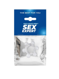 Прозрачное эрекционное кольцо с 6 стимулирующими шариками - 1