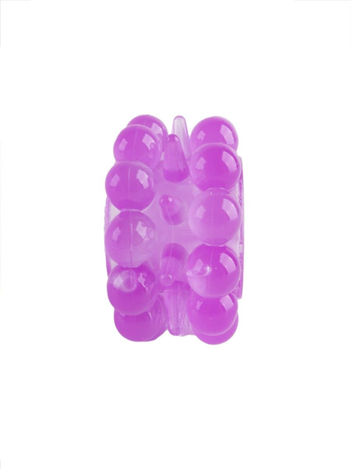 Лиловое эрекционное кольцо с 2 рядами стимулирующих шариков - 4