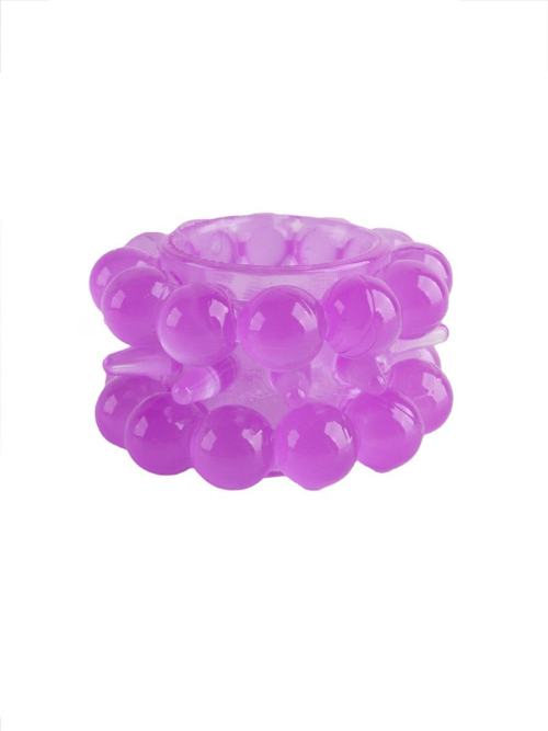 Лиловое эрекционное кольцо с 2 рядами стимулирующих шариков - 5