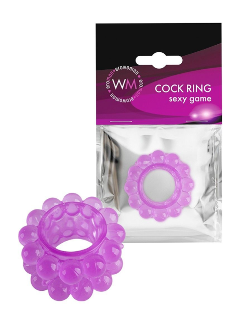 Лиловое эрекционное кольцо с 2 рядами стимулирующих шариков - 0