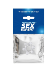 Прозрачное эластичное эрекционное кольцо с 6 шариками - 1