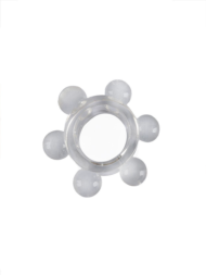 Прозрачное эластичное эрекционное кольцо с 6 шариками - 4
