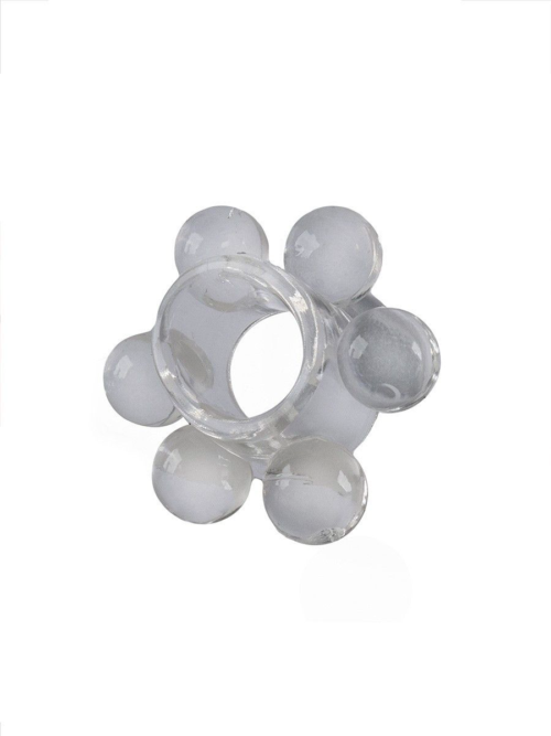 Прозрачное эластичное эрекционное кольцо с 6 шариками - 2