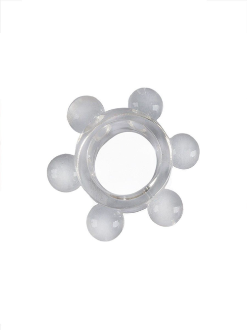 Прозрачное эластичное эрекционное кольцо с 6 шариками - 3