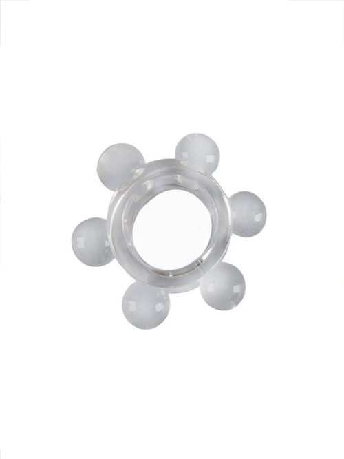 Прозрачное эластичное эрекционное кольцо с 6 шариками - 4