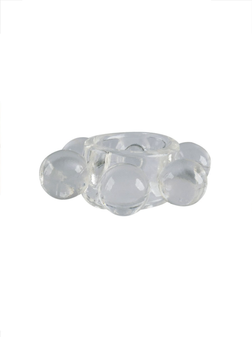 Прозрачное эластичное эрекционное кольцо с 6 шариками - 5