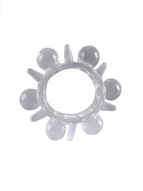 Прозрачное эрекционное кольцо с шариками и шипами - 2