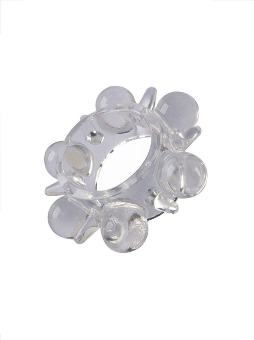 Прозрачное эрекционное кольцо с шариками и шипами - 3