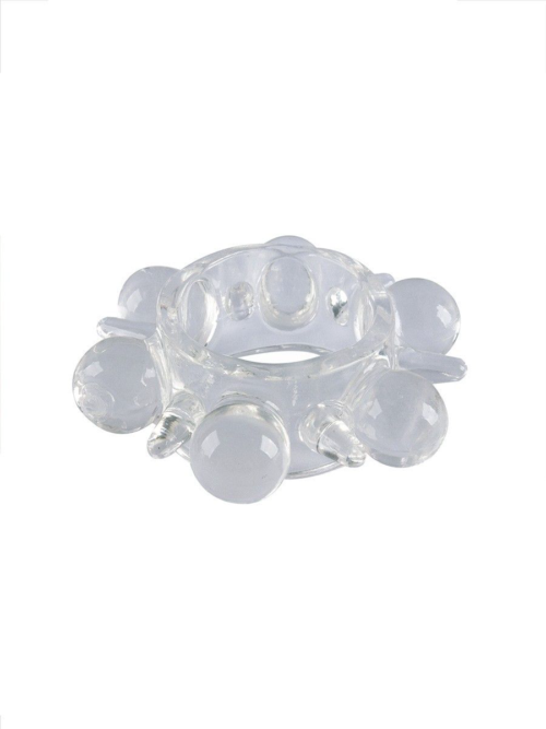 Прозрачное эрекционное кольцо с шариками и шипами - 5