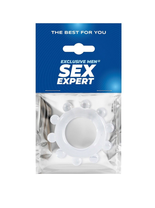 Прозрачное эрекционное кольцо со стимулирующими шариками - 1