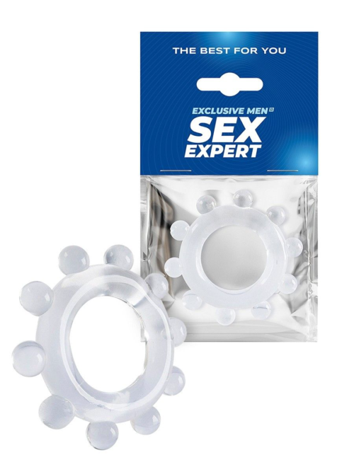 Прозрачное эрекционное кольцо со стимулирующими шариками - 0