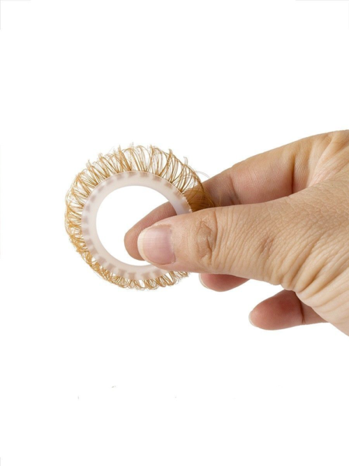 Эрекционное кольцо с бежевыми «ресничками» - 5