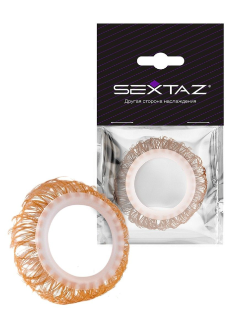 Эрекционное кольцо с бежевыми «ресничками» - 0