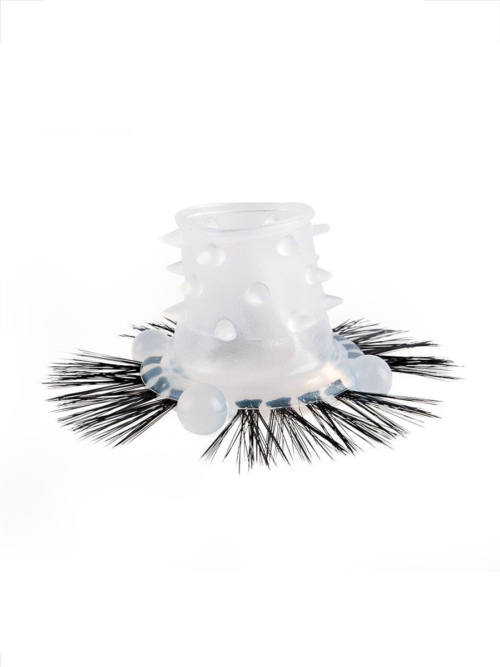 Эластичное эрекционное кольцо с черными «ресничками» - 5