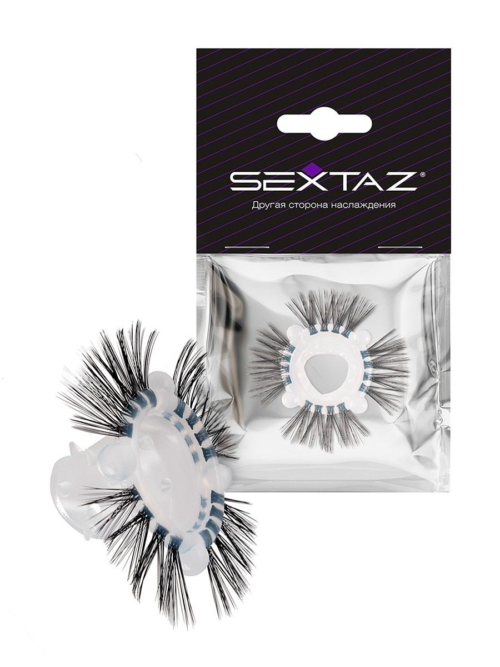 Эластичное эрекционное кольцо с черными «ресничками» - 0