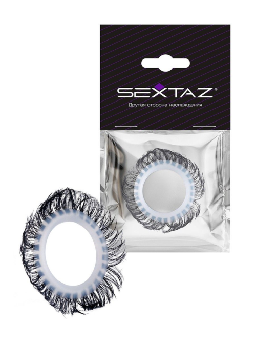 Эластичное эрекционное колечко с черными «ресничками» - 0