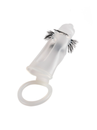 Эластичная насадка на пенис с подхватом мошонки и стимулирующими «ресничками» - 4