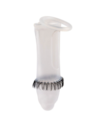 Закрытая насадка на пенис с подхватом мошонки и стимулирующими «ресничками» - 3