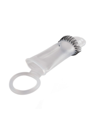 Закрытая насадка на пенис с подхватом мошонки и стимулирующими «ресничками» - 4