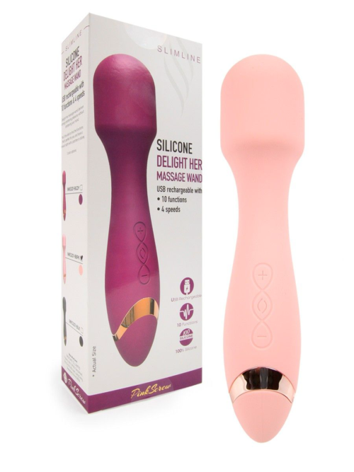 Нежно-розовый силиконовый wand-вибратор - 18,5 см. - 1