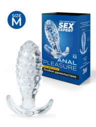 Прозрачная анальная пробка с шишечками - 8 см. - 0